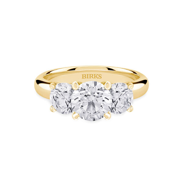 Round Three-Stone Diamond Engagement Ring with Sapphire Accent