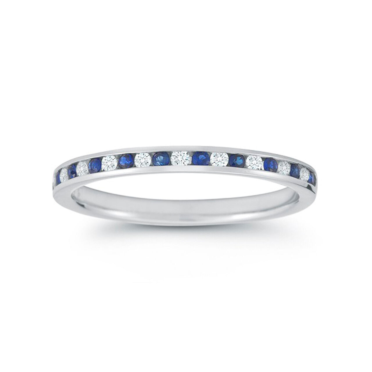 Bijoux Birks 2Mm 0.11Ct Diamond And 0.15Ct Sapphire Channel Set Wedding Band In White Gold image number 0