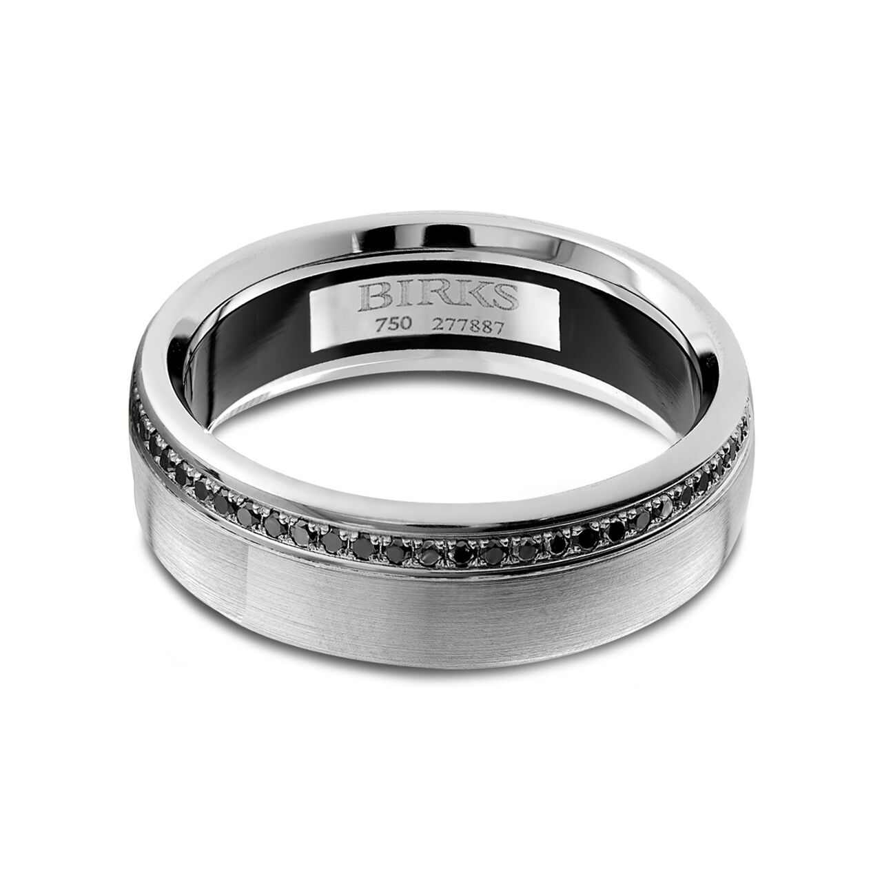 Birks  7MM White Gold and Black Diamond Wedding Band