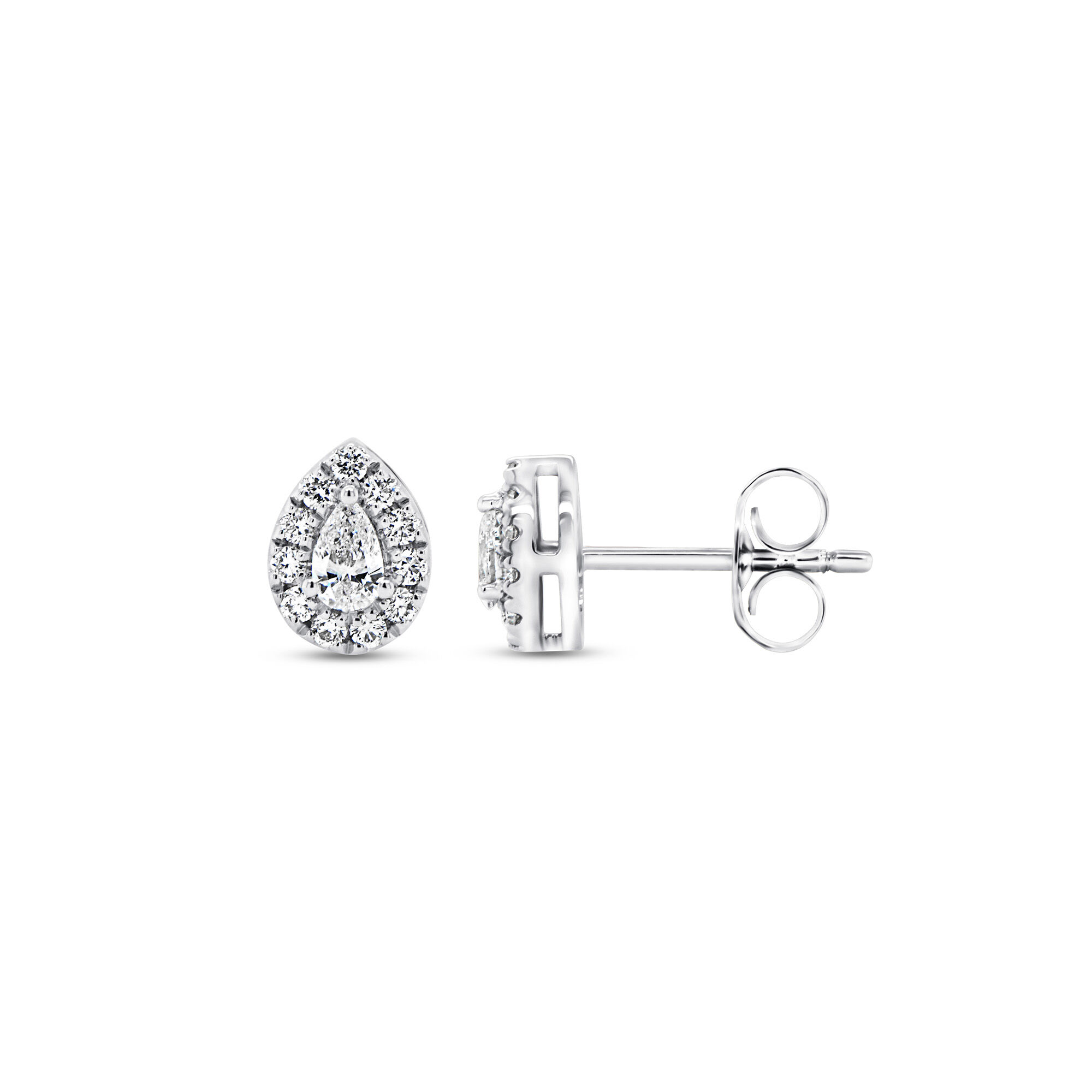 Signature Drop White Gold and Diamond Stud Earrings