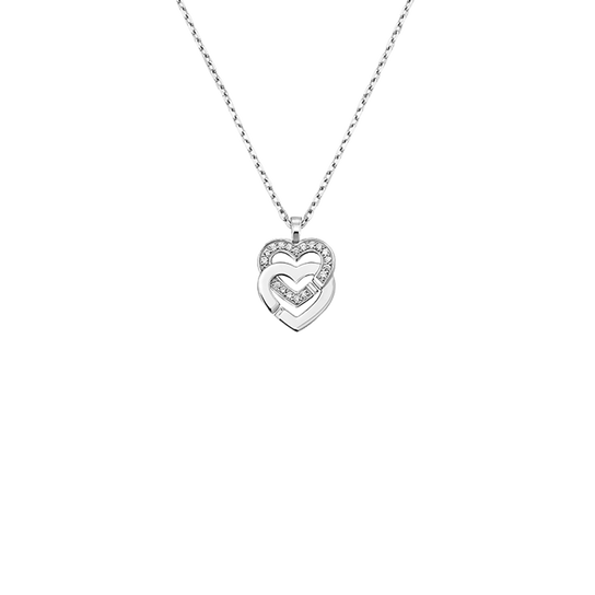 Dinh Van Double Coeurs R10 White Gold and Diamond Pavé Pendant 745212 Front image number 0