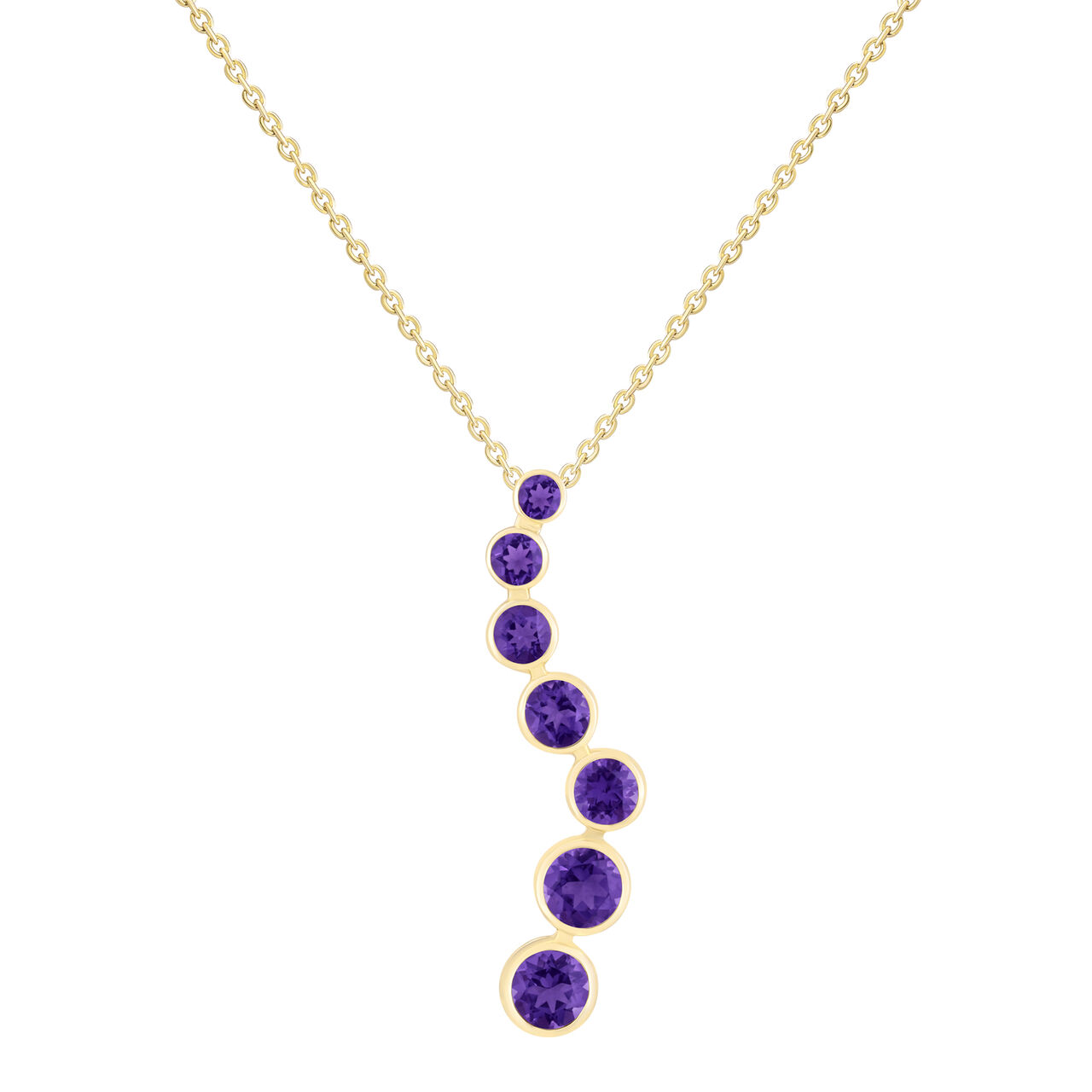Amethyst Graduated Pendant in Yellow Gold image number 0