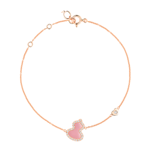 Wulu Petite Rose Gold, Pink Opal and Diamond Pavé Bracelet