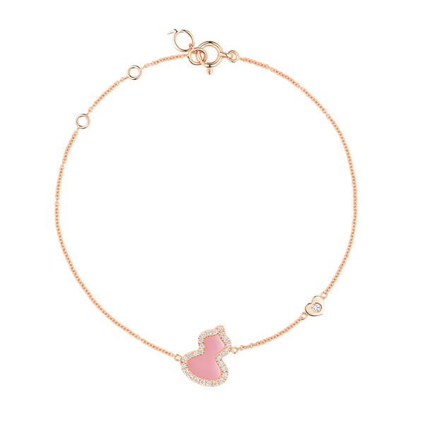 Bracelet Wulu Petite en or rose, opale rose et pavé de diamants