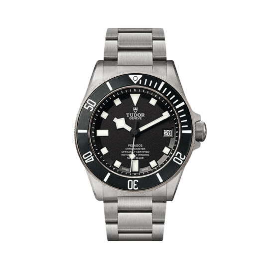 tudor pelagos ceramic matt black disc titanium bracelet black with white index dial m25600tn 0001 image number 0