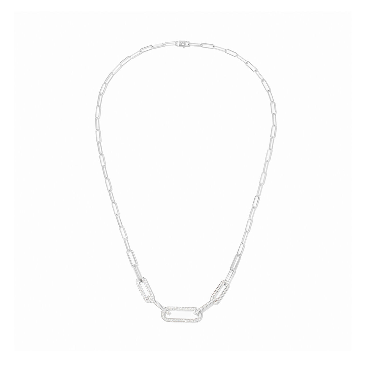 dinh van Maillon Large White Gold and Diamond Pavé Link Chain 660312 image number 0