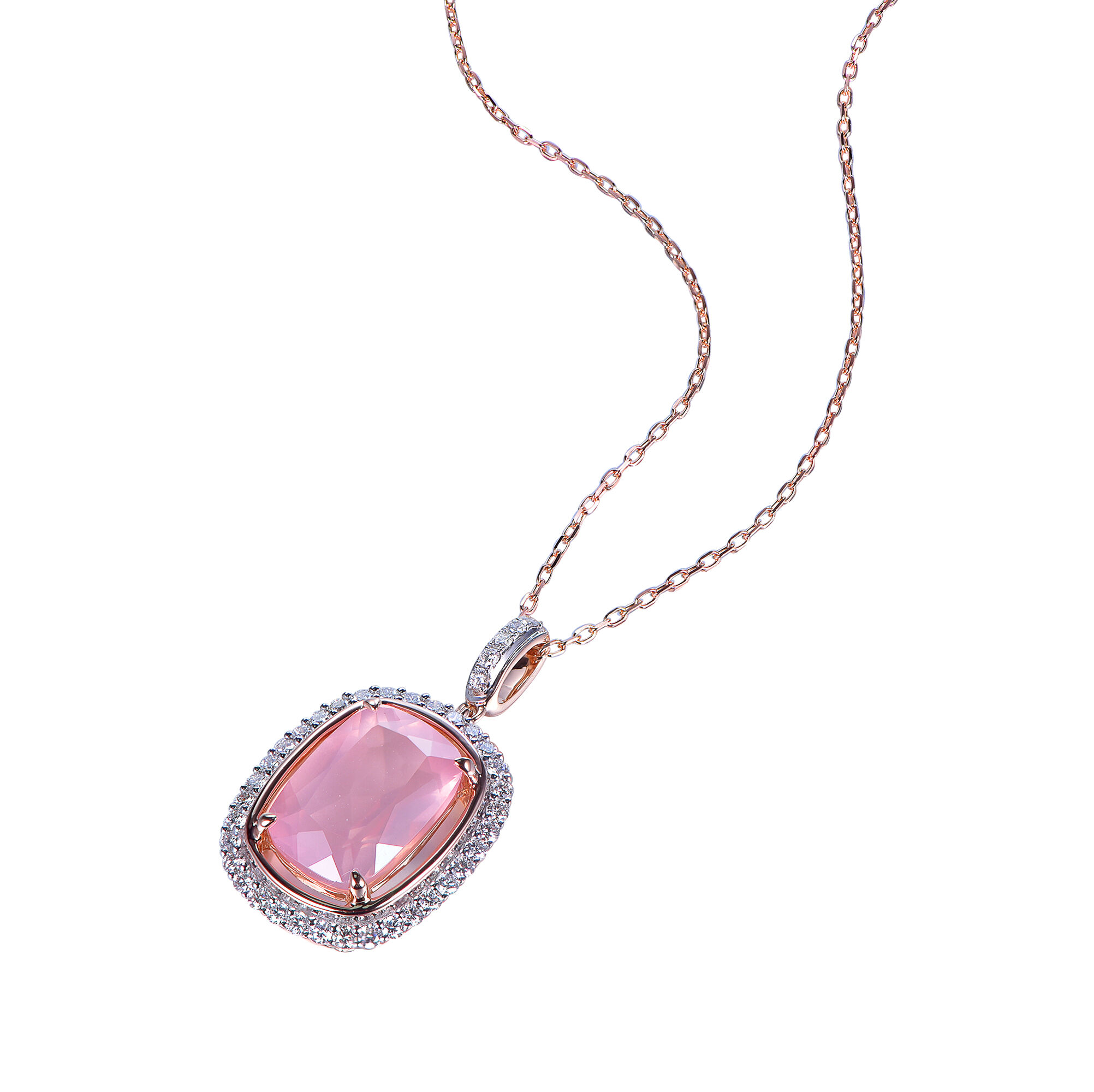 Rose Quartz Pendant in Rose Gold