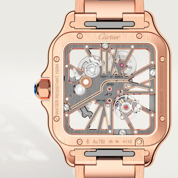 Santos de Cartier Large Manual Skeleton 40 mm Rose Gold