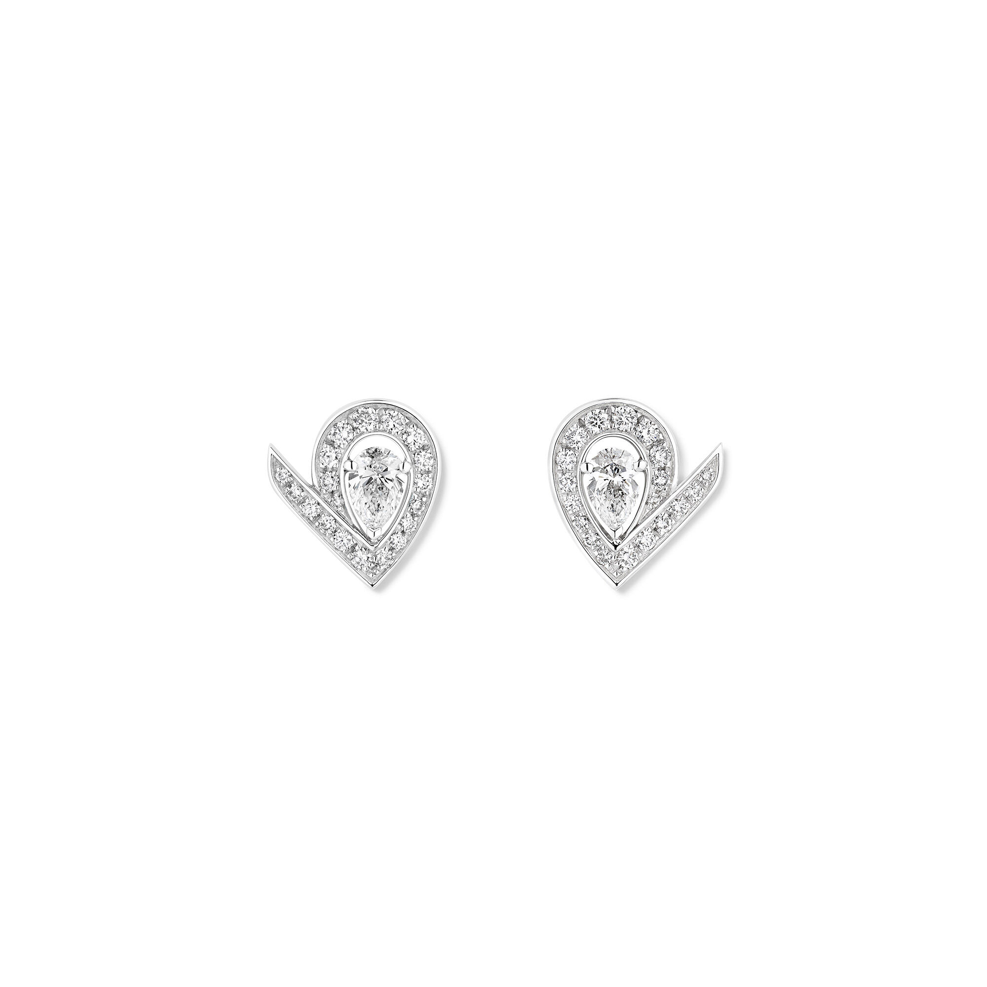 Josephine Aigrette White Gold and Diamond Pavé Stud Earrings
