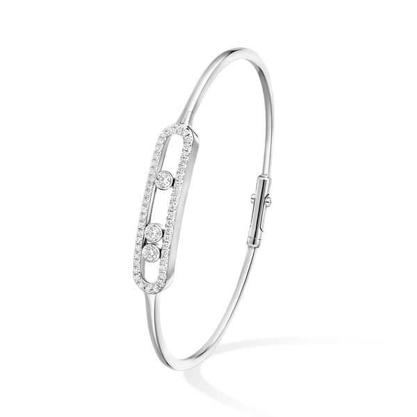 Move Classic White Gold and Diamond Pav&eacute; Bangle