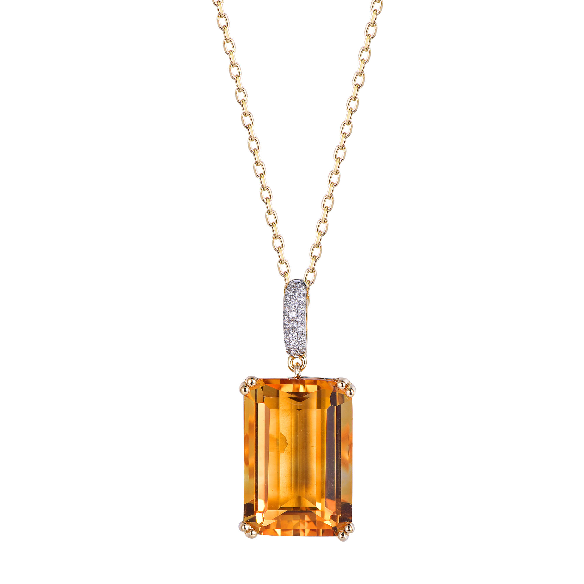 Citrine Pendant in Yellow Gold