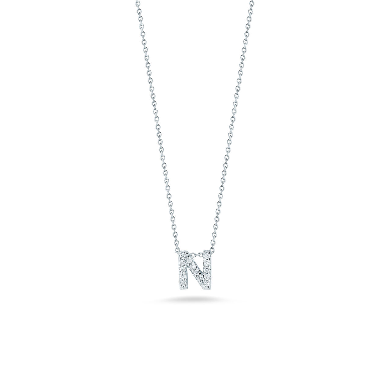 maison birks roberto coin tiny treasures love letter n white gold diamondnecklace image number 0