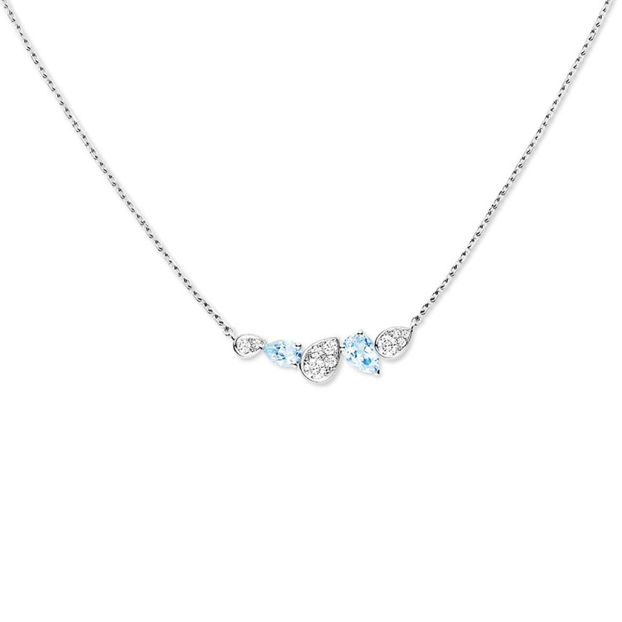 chaumet josephine ronde d aigrettes white gold diamond aquamarine necklace 84379 front image number 0