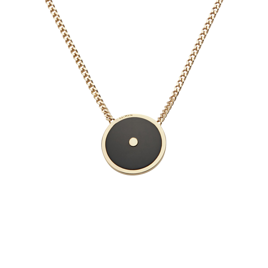 Emblem Yellow Gold Diamond and Onyx Pendant image number 4