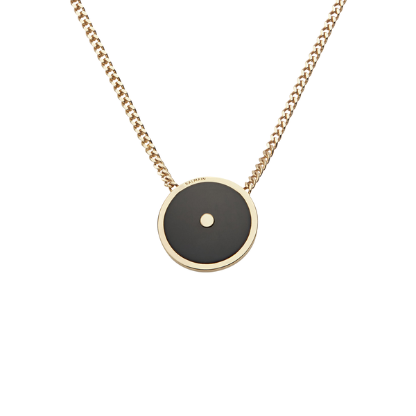 Emblem Yellow Gold Diamond and Onyx Pendant