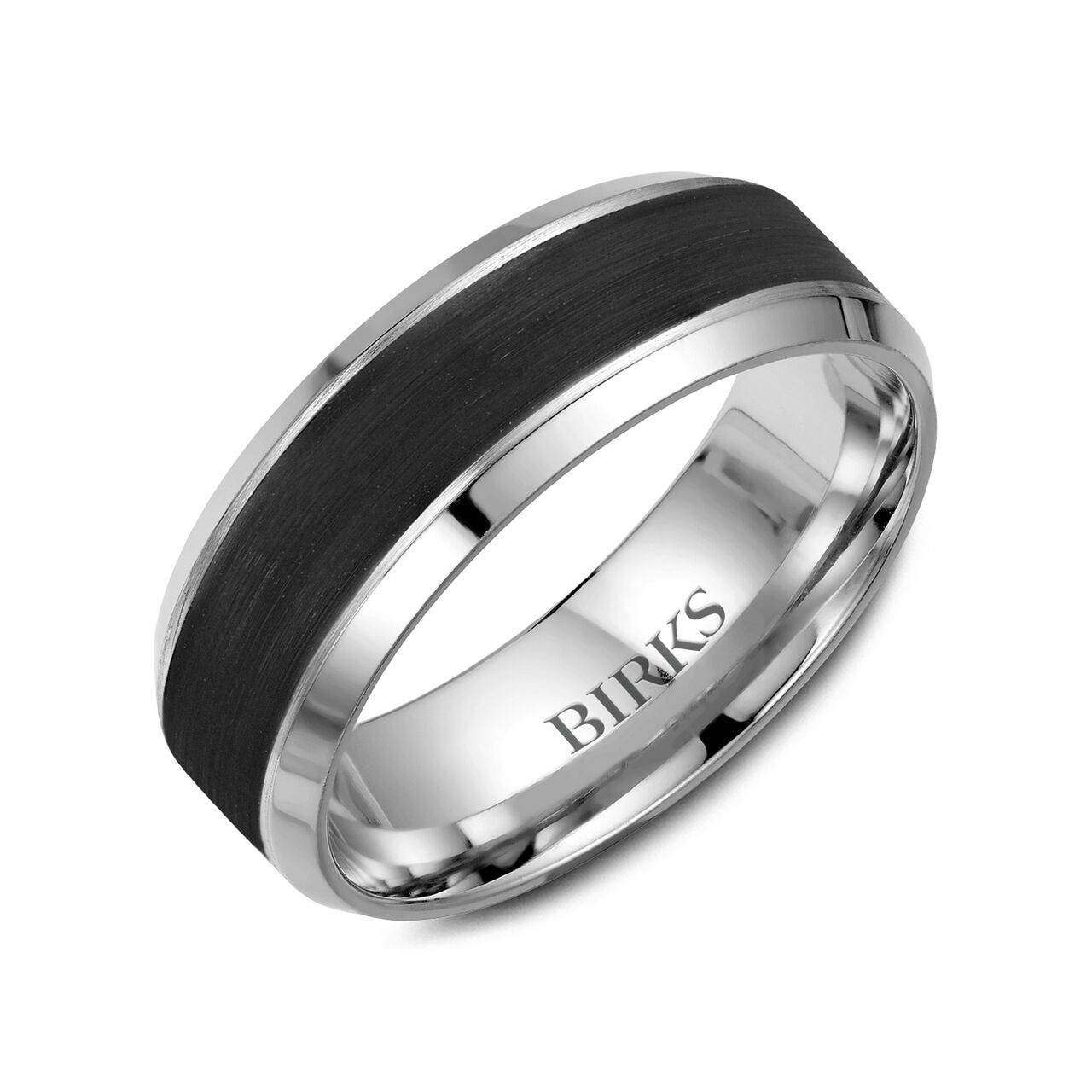 Bijoux Birks  White Gold and Black Carbon Wedding Band