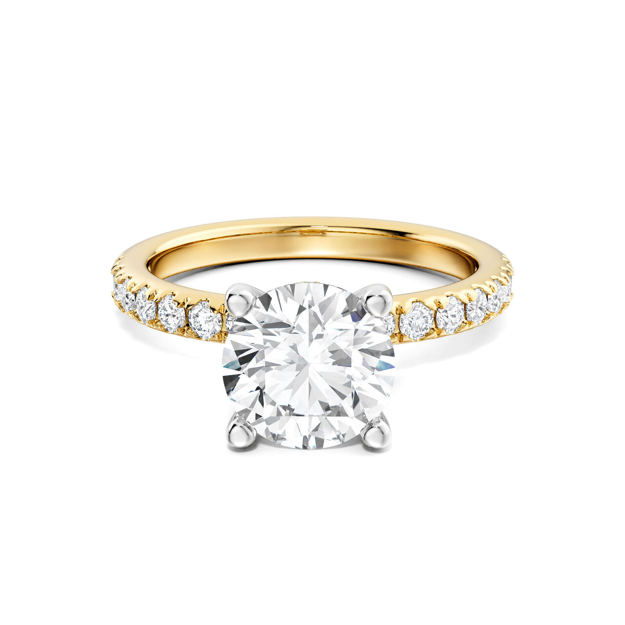 Birks Deco Bague de fian&ccedil;ailles en or jaune &agrave; diamant solitaire rond avec halo cach&eacute; image number 0