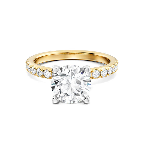 Bague de fian&ccedil;ailles en or jaune &agrave; diamant solitaire rond avec halo cach&eacute;