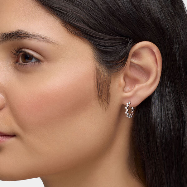 White Gold and Diamond Splash 15 mm Hoop Earrings