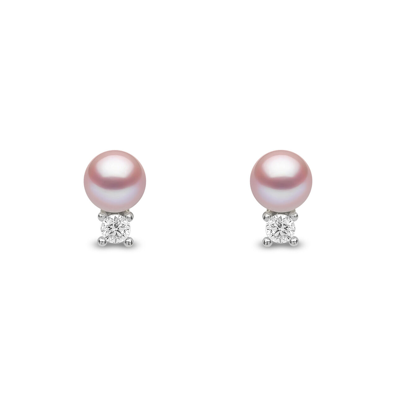 Sleek White Gold Pearl and Diamond Stud Earrings image number 0