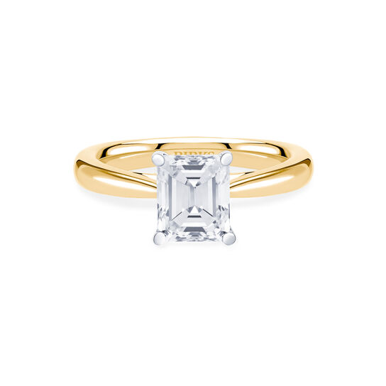 Birks 1879 Yellow Gold Emerald Solitaire Diamond Engagement Ring image number 2