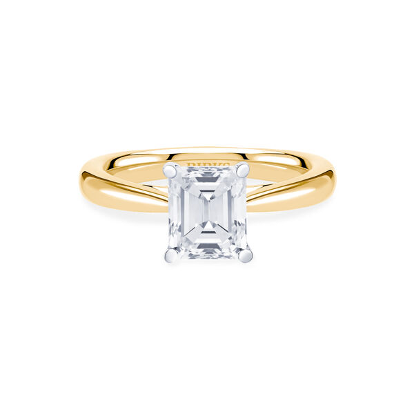 Yellow Gold Emerald Cut Solitaire Diamond Engagement Ring
