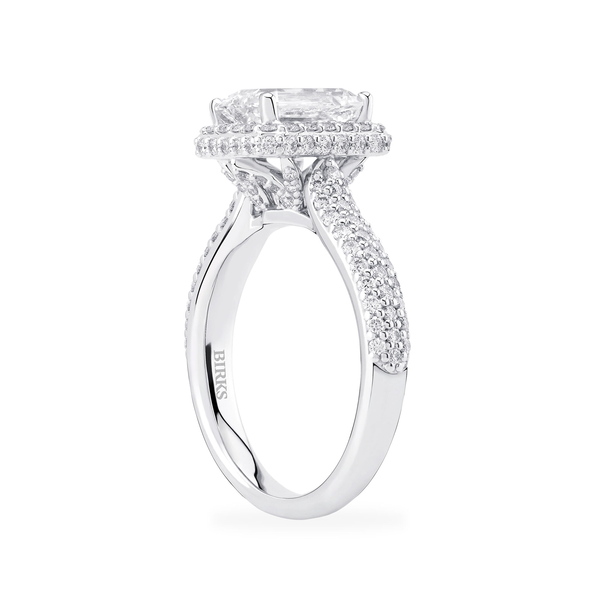 Birks Square Phillips Platinum Emerald Cut Diamond Engagement Ring