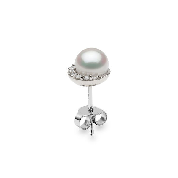 Boucles d'oreilles clous Trend en or blanc avec perles et diamants