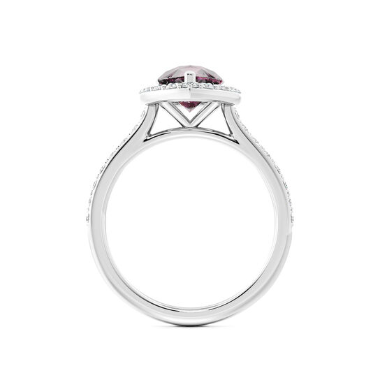 Birks Ros&eacute;e du Matin Pear-Cut Rhodolite Ring with Halo and Pav&eacute; Band image number 3