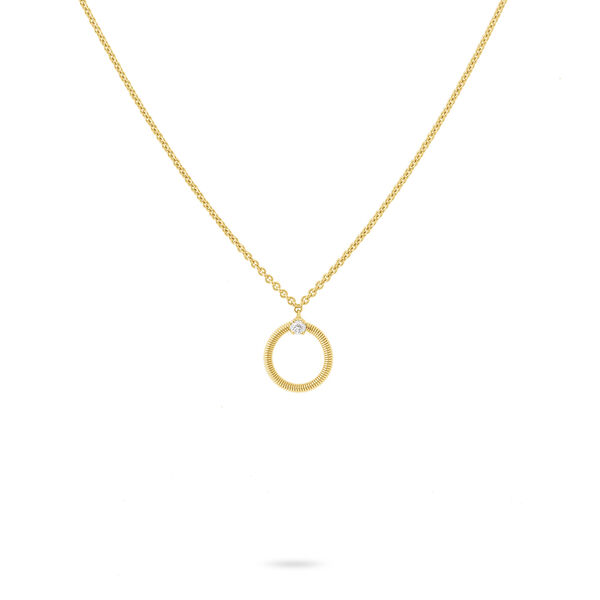 Bi49 Yellow Gold Diamond Circle Necklace