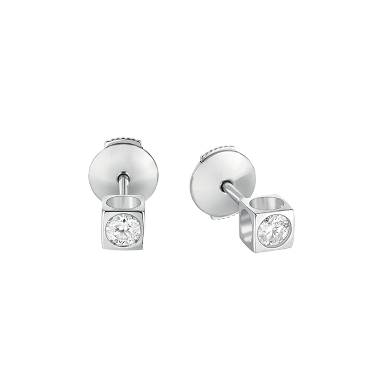 maison birks dinh van paris le cube diamant white gold studs image number 0
