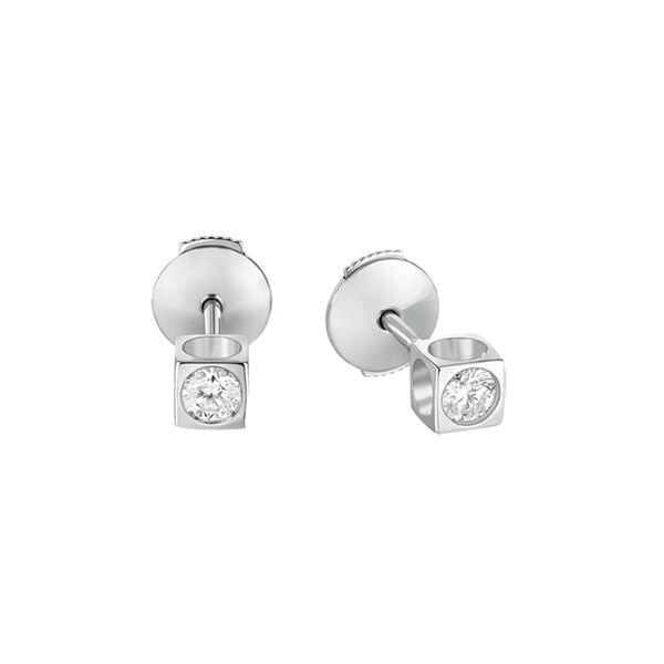 Le Cube Diamant Medium White Gold and Diamond Stud Earrings