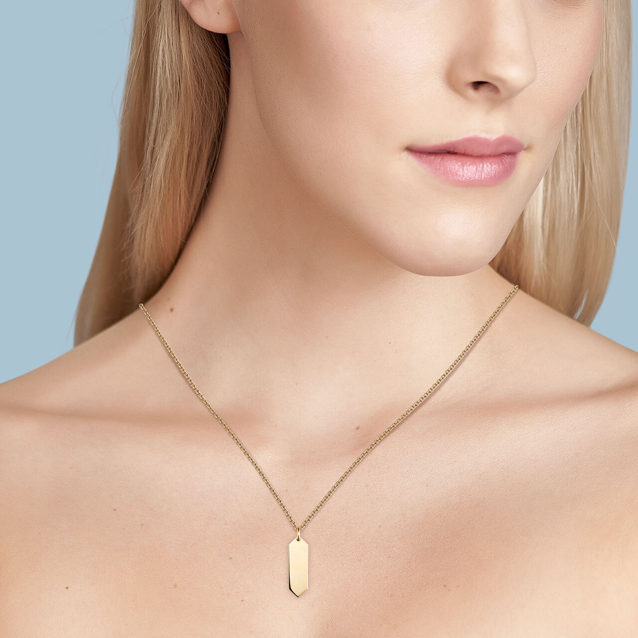Yellow Gold Engravable Drop Pendant image number 1