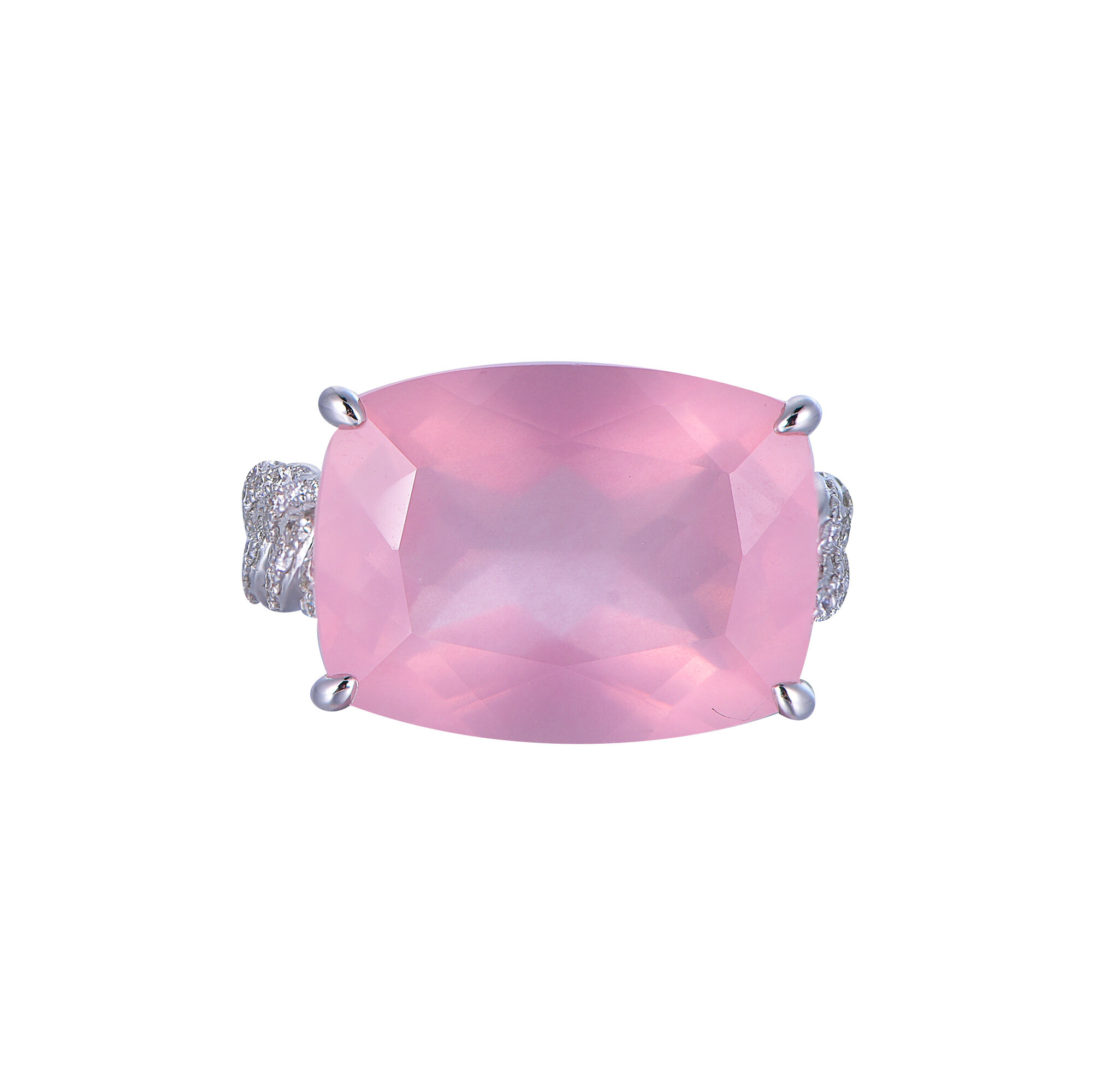 Rose Quartz Ring in White Gold