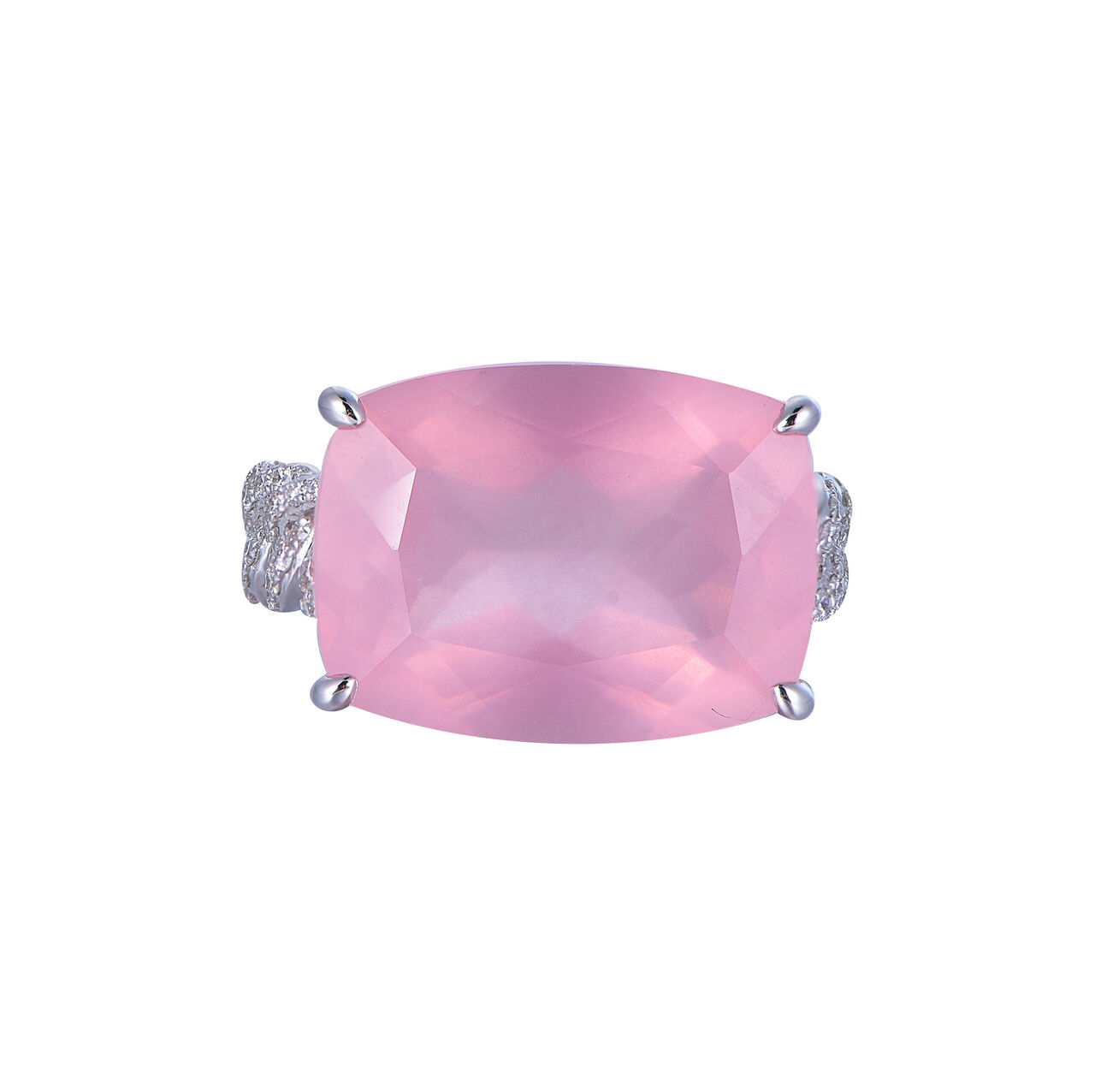 Bague Quartz Rose en Or Blanc image number 0