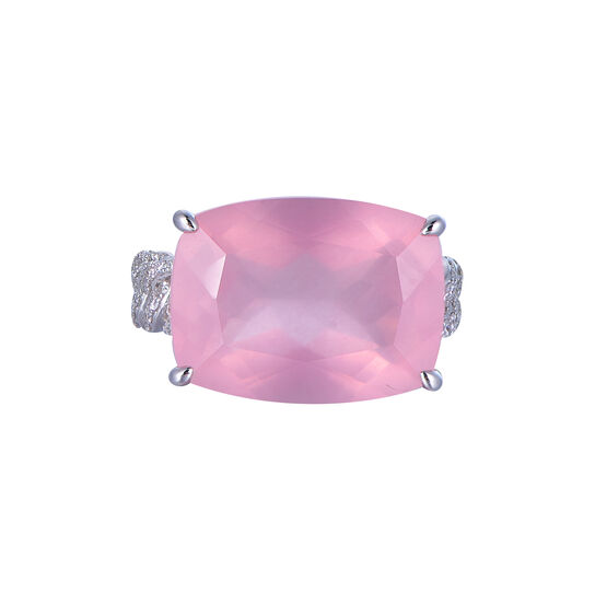 Bague Quartz Rose en Or Blanc image number 0