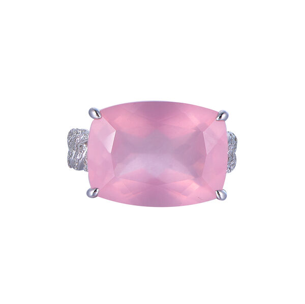 Rose Quartz Ring in White Gold