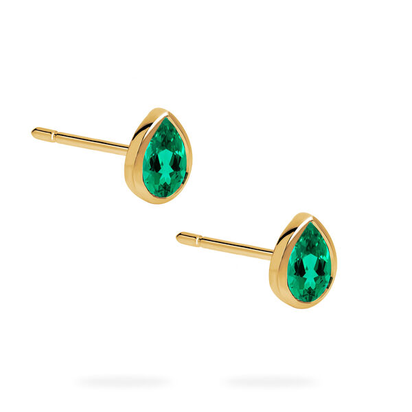 Yellow Gold Emerald Stud Earrings