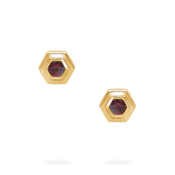 Yellow Gold Birthstone Earrings, Ruby