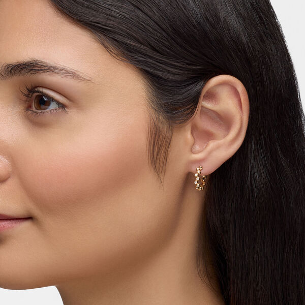 Yellow Gold and Diamond Splash 15 mm Hoop Earrings