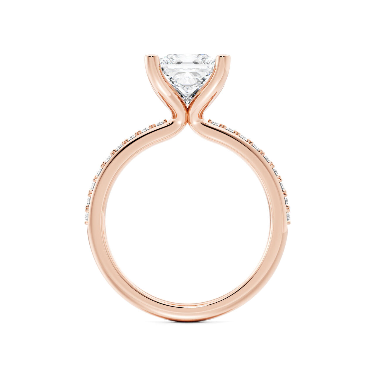 Birks Ros&eacute;e du Matin Bague de fian&ccedil;ailles en or rose avec diamant solitaire taille princesse image number 2