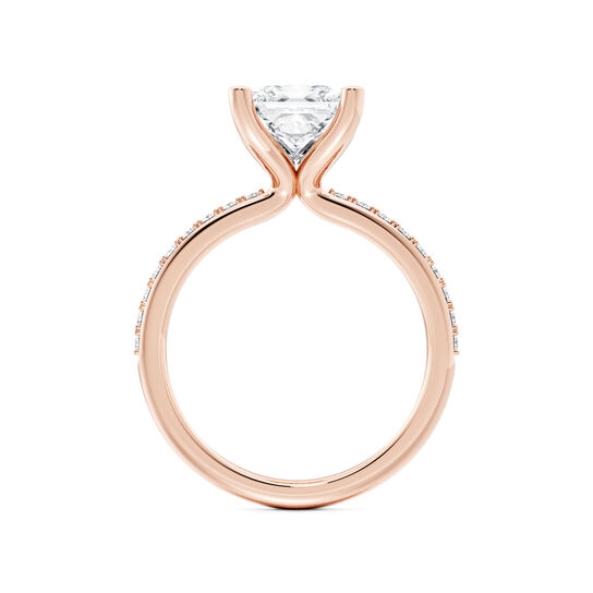 Birks Ros&eacute;e du Matin Bague de fian&ccedil;ailles en or rose avec diamant solitaire taille princesse image number 2