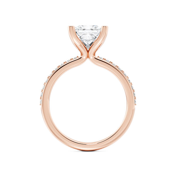 Bague de fian&ccedil;ailles en or rose avec diamant solitaire taille princesse