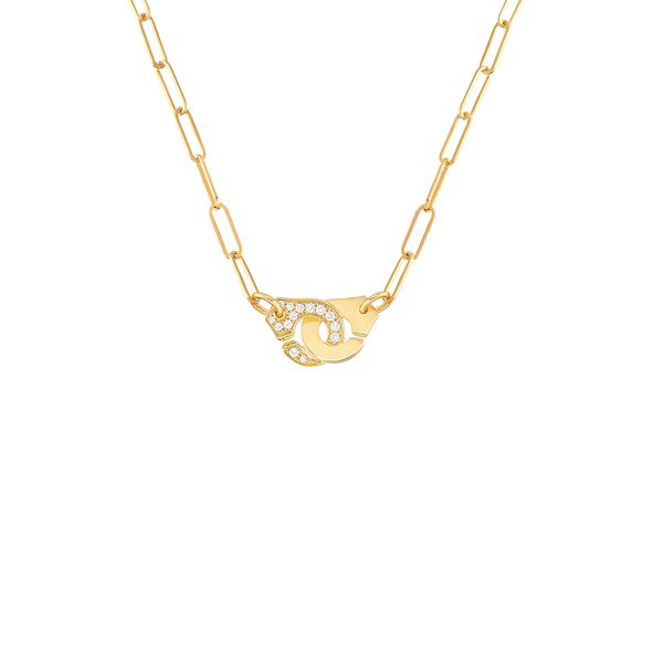 Collier Menottes R10 en or jaune avec pavé de diamants