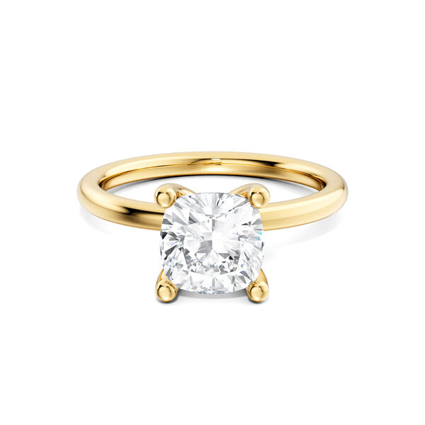 Cushion-Cut Solitaire Diamond Engagement Ring in Yellow Gold