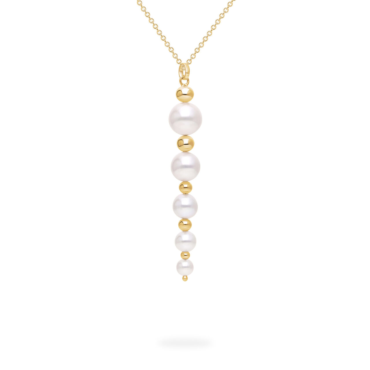 Birks Essentials Yellow Gold Bead and Freshwater Pearl Graduated Drop Pendant image number 0