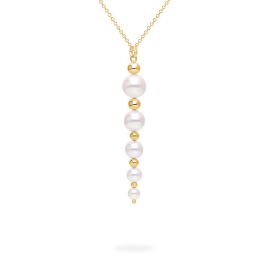 Birks Essentials Yellow Gold Bead and Freshwater Pearl Graduated Drop Pendant image number 0