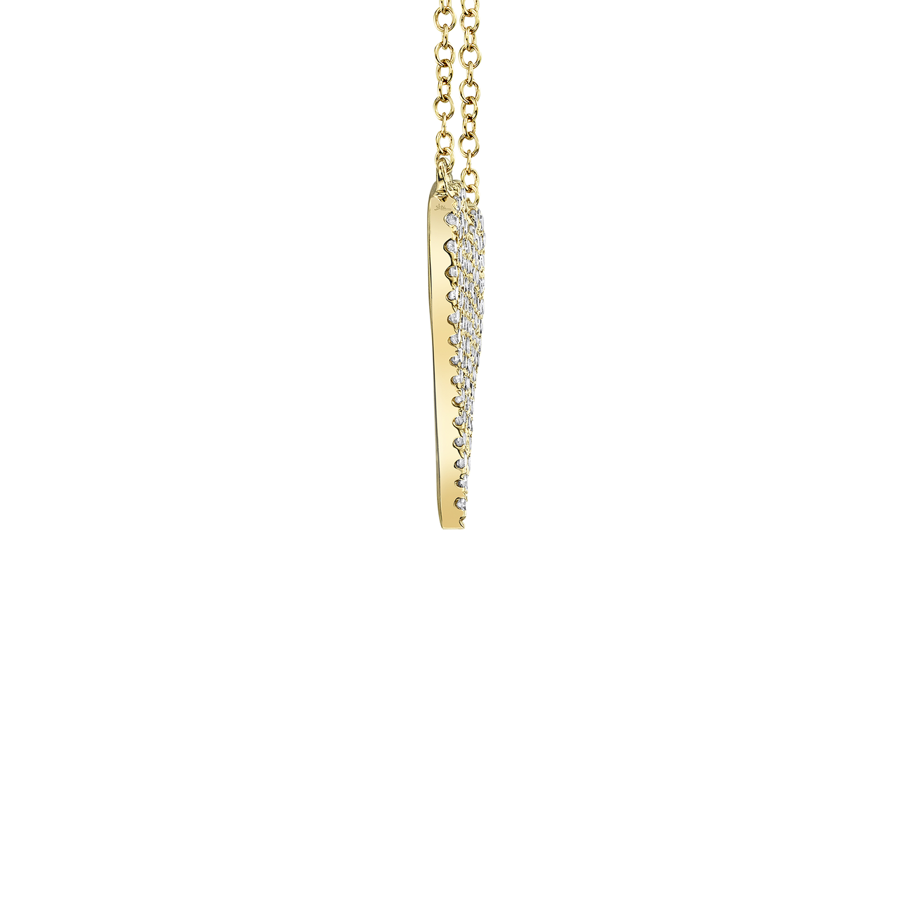 Yellow Gold Heart Pendant with Diamond Pave Side image number 2