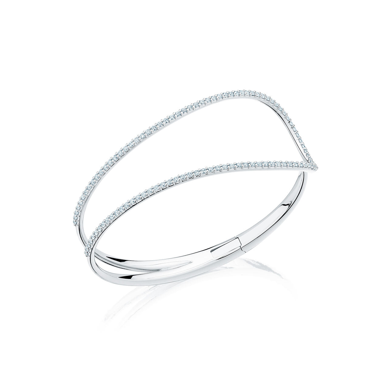bijoux birks petale diamond cuff bracelet in white gold image number 0