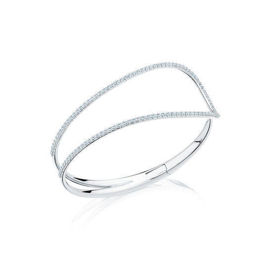 bijoux birks petale diamond cuff bracelet in white gold image number 0